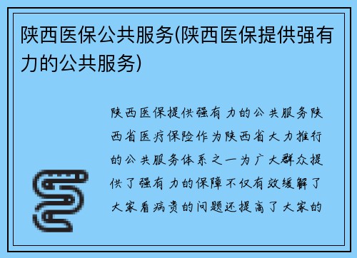 陕西医保公共服务(陕西医保提供强有力的公共服务)
